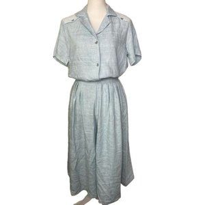 Vintage 80s USA Susan Burrowes Womens 2-piece culottes & blouse blue size 8/10